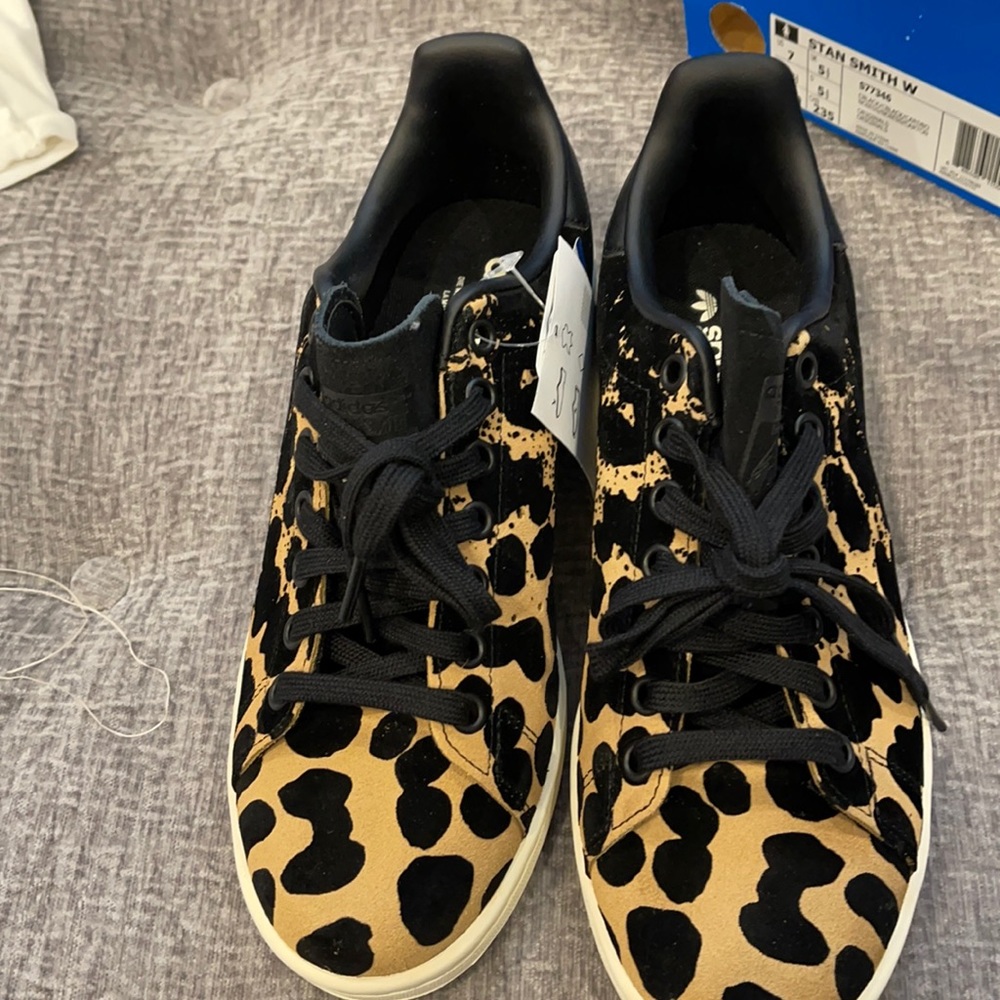 adidas Stan Smith Leopard Print Black & Tan Sneakers